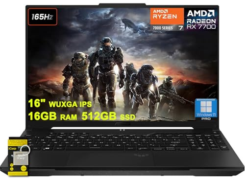 ASUS TUF Gaming A16 Laptop de 16 pulgadas WUXGA 165Hz 100% sRGB AMD de 8 núcleos Ryzen 7 7735HS 16GB DDR5 512GB SSD Radeon RX 7700S (>RTX4060) Retroiluminado USB4 AI Cancelación de ruido Office2021Pro