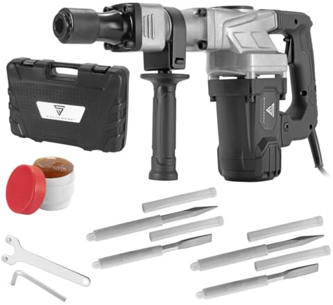 STAHLWERK Martello demolitore AH-1300 ST con potenza di 1.300 W, 4.000 battiti al minuto e 20 J forza d'impatto, martello a scalpello, martello a percussione, martello da demolizione con scalpello