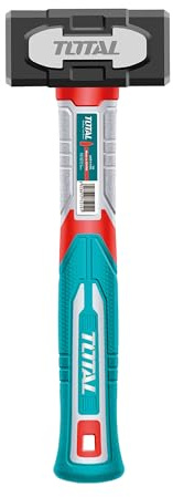 TOTAL - Masse en Acier - 2000 g - Pour Travaux de Construction et de Maçonnerie - Coups Puissants et Précis - Manche en Fibre Trimatière - Tête Forgée en Acier au Carbone