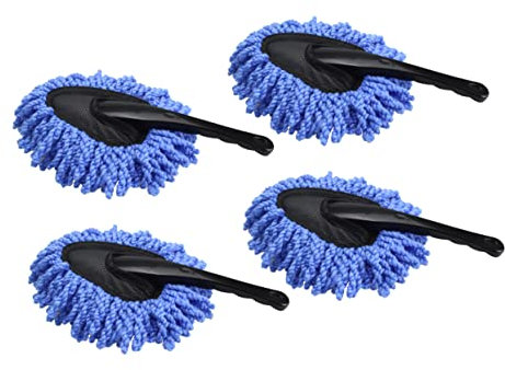 MUELODSIC 4pièces Brosse De Nettoyage De Voiture Nano De Outils De Lavage Et Cirage avec Long Manche pour Voiture Vélo Camping- Maison Bleu