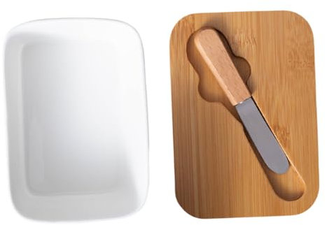 CIYODO Caja De Mantequilla Con Tapa De Repujado Plato Para Mantequilla De Cerámica Para De Hogar Funciona Como Contenedor Para Guardar Alimentos