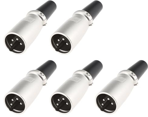EMSea 5 Connettori XLR Maschio A 4 Pin Senza Bloccaggio Contatti Placcati In Argento Adatti Per Apparecchiature Audio Con Mixer Per Microfono