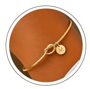 Turandoss Bracelet Femme Or – Bracelet Charm Ajustable Plaqué Or 14K avec Lettre M Bijou Personnalisé, Bijoux idéaux pour Femme Fille Noël ou d'anniversaire pour une mère ou une amie.