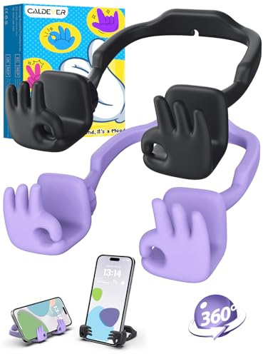 Cadeau Femme Fille Noel Support Telephone: Idee Cadeau pour Garcon Homme Enfant Ado Porte Telephone Support Téléphone Bureau Geste OK Original Maman Papa Drole Secret Santa Cadeaux Noir&Violet 2pc