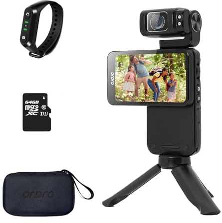 ORDRO M3 Pocket Camera 4K 60FPS Handheld Video Camcorder, 48MP UHD 3.5'' Rotatable IPS Screen Video Camera, Portable WiFi Night Vision Camera for Vlogging with 3250mAh Battery, 64G Card, Mini Bracket