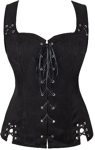 Generisch Trachtenweste Trachtenmieder Damen Retro Lace Up West Mantel Trachten Mieder Cosplay Kostüm Für Oktoberfest Halloween 3XL