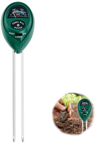 Medidor de Humedad del Suelo, Higrómetro de Plantas Uso Profundo 3 en 1 Probador Preciso PH Humedad Intensidad luz Solar para Agricultura Jardín Plantas Grandes Interior y Exterior Flores Jardinería