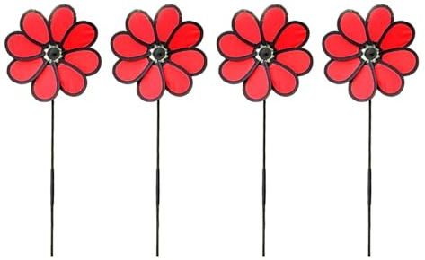 Lot de 4 moulins à vent rotatifs pour décoration de jardin - Répulsif pour oiseaux