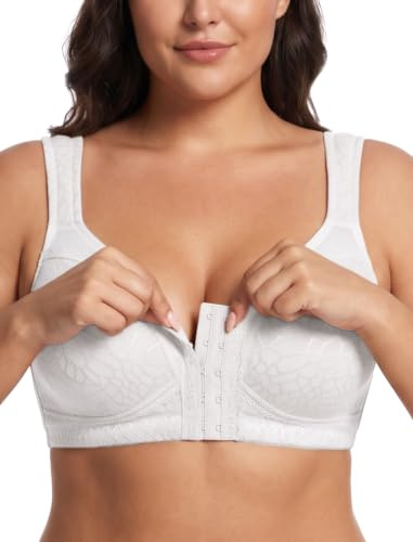 Lemorosy BH Ohne Bügel Minimizer Vorne Verschluss Racerback (Weiß,95D)