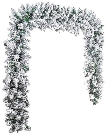 Weihnachtsgirlande 2,7m Schneebedeckt – Künstliche Tannengirlande mit Realistischem Look & Winter Schnee-Effekt – Ideal für Kamin, Treppengeländer, Haustür, Fenster, Weihnachtsbaum