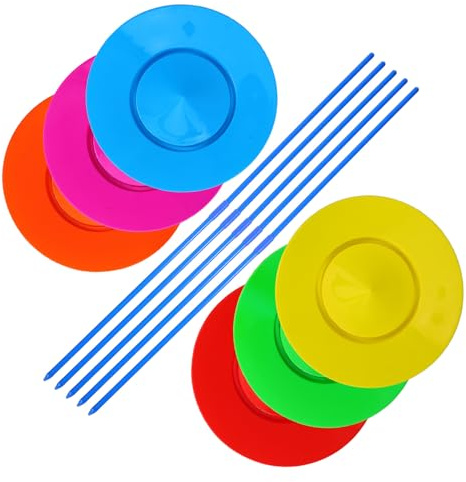 HONITANO Set Assiettes Jonglage Garçon Fille avec Bâtons de Jonglage Éducatif Léger et Sécurisé pour Coordination et Spectacle Intérieur Extérieur Anniversaire