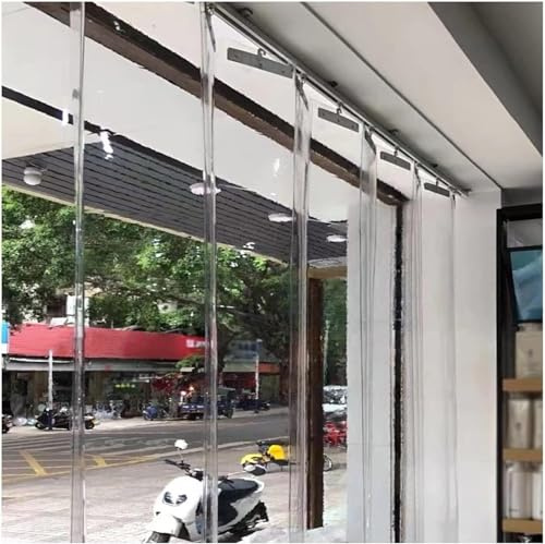 HynJGih Cortina de Puerta de congelador con Tira Transparente de Empuje y tracción for Exteriores, persiana Enrollable de Parabrisas Impermeable Plegable for Patio de almacén(1.8x2.4m)