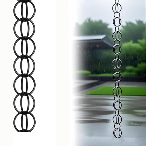 TUPOSTAR Catene Decorative per La Pioggia A Cascata, Anelli per Catene da Appendere per Grondaie E Pluviali, Catene Parapioggia in Alluminio, per Forti Piogge,02,100cm