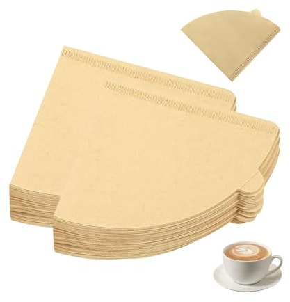 YCSHIPO 100 PCS Unbleached Coffee Filter Papers, Cone Filters Compatible with Size 02 for Pour Over and Drip Coffee Maker (1-4 Cups)
