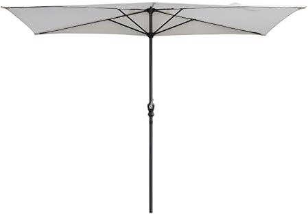 KXWOQ3ED Halb Rechteckig Balkonschirm, 250 x 130 x 240 cm Gartenschirm Terrassenschirm mit Kurbel und 5 Speichen, Polyester Sonnenschutz für Wände, Balkone, Garten(White)