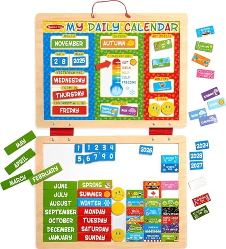 Melissa & Doug My First Daily Magnetic Calendar, Classroom Calendar for Kids Activities with Weather & Seasons, Preschool Toys for Girls & Boys Ages 4+