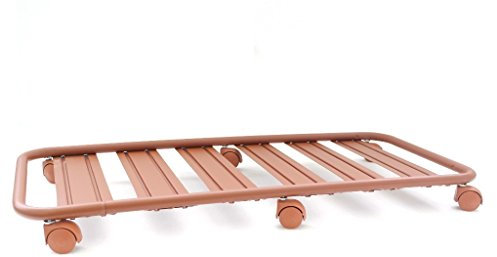 Pollice Verde Carrello sottovaso Rettangolare in Profilo Tubolare con Ruote cm. 100 Cotto