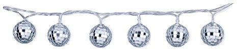 Kikkerland Disco Luce della sfera catena, PS, Vetro, PVC, Rame, Grigio, 8.5 x 4.5 x 24.2 cm