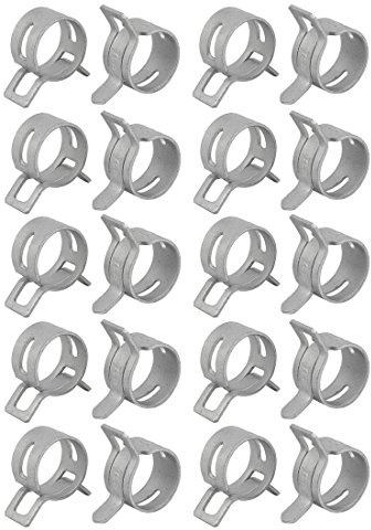 sourcing map 20 Stück 15mm Weiß Feder Schlauchschelle Federbandschelle | Schlauch Klemme, Feder