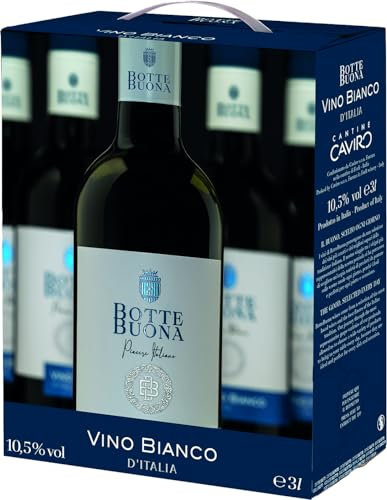 BotteBuona, Italienischer Weißwein, Trockener Wein mit Fruchtigen Aromen, 10,5 % Vol., 3 L Bag-in-Box