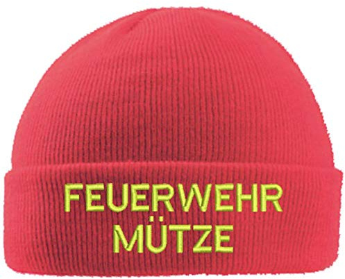 Wolfszeit Strickmütze Feuerwehr 2-zeilig Bestickt - personalisiert