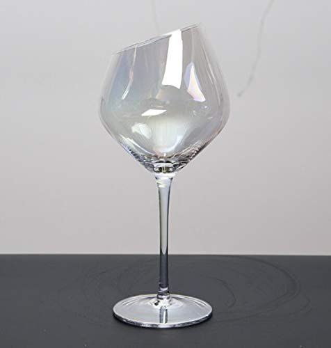 Juego de 2 copas de vino de cristal, borde inclinado, ideal para vino tinto y blanco