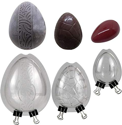 3 Size/Set 3D Easter Eggs Chocolate Mold, DIY Cake Decoration Mould, Polycarbonate Chocolate Mould, Baking Candy Confectionery Tray, Bakeware Pan, Handmade Ice Muffin Tray Chocolate Maker
