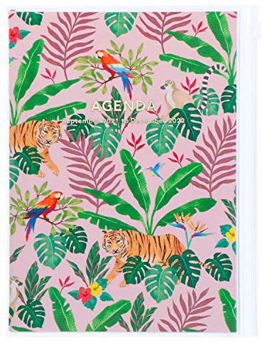 MARK'S 2021/2022 Taschenkalender A5 vertikal, Storage it, Jungle, Pink: Von September 2021 bis Dezember 2022