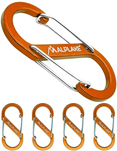ALPLAKE Juego de 4 mosquetones dobles, forma de S, 88 x 40 mm, color naranja