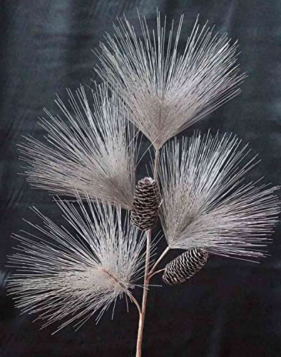 artplants.de Textil Kiefernzweig MARTJE mit Zapfen, Glitzer, Kupfer, 100cm - Kunst Kiefernzweig
