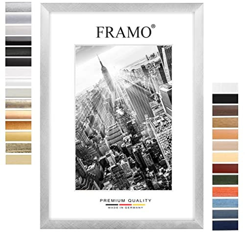 FRAMO Holz Bilderrahmen 33 x 70 cm nach Maß - Alu Criss Cross | Farbe/Größe wählbar | inkl. entspiegeltes Acrylglas | Rahmen für Puzzle | Foto | Poster