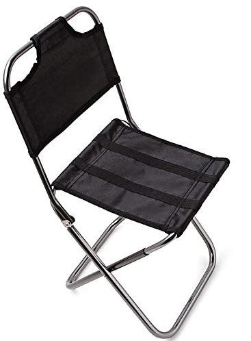 XVBVS Kleiner Tragbarer Campingstuhl, Outdoor-Camping-Klappstuhl mit Rückenlehne, Campinghocker aus Aluminiumlegierung mit Tragetasche zum Angeln, Wandern, Grillen, Strand, Schwarz