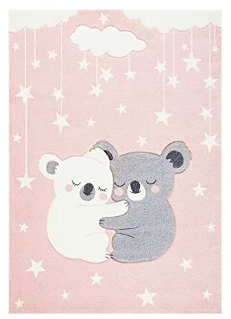 Mädchen Jungen Spielteppich Schlafzimmer Kinder Wohnzimmer Flauschig Shaggy Wolle 1.3cm Haufen rutschfest Waschbar Delfin Kaninchen Stern Rosa Kinderteppiche Rug(mehrfarbig1,80x120cm)