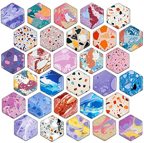 MORCART Hexagon Kühlschrankmagnete, Magnete für Magnettafelfür Kühlschrank Whiteboard Küche Schulschränke Klassenzimmer Büro Kabine Lustige Dekorative Magnete Geschenke für Erwachsene Kinder(Terrazzo)