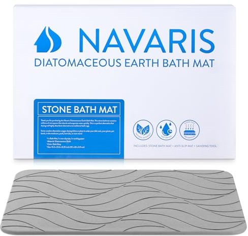 Navaris Tappeto Bagno Assorbente Bianco - Tappeto Pietra Diatomite - Tappetino Antiscivolo Doccia - Asciuga Passi 60 x 39 cm - Accessori Casa Moderna