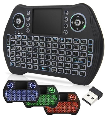 GREVA Mini Teclado Táctil Retroiluminado, Mini Teclado Inalámbrico con Panel Táctil para Android TV Box,Smart TV, PC, Laptop, HTPC, PS3, Windows Linux