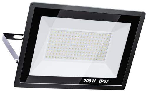 MIWATT 220V 200W LED luce di inondazione, bianco freddo (6000K), IP66luci di sicurezza super luminose impermeabili, proiettore esterno per cortile, giardino, parco giochi, campo da basket...