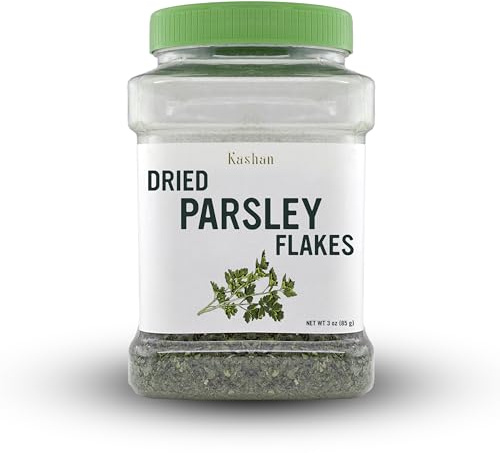 Kashan Dried Parsley Flakes, Perejil, Great for Cooking & Food Flavoring, Middle Eastern Cuisine and Aromatic Seasoning, Vegetarian 3oz (85g)