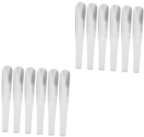 BESTonZON 12pièces Cuillères Mini Longues Acier Inoxydable De Cuillères Plates Pour Café Thé Dessert Et Œufs Coques Ustensiles Pratiques Pour Maison Restaurant Et Café