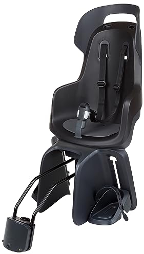 BOBIKE 8012700008 - Fahrradkindervordersitz GO Maxi mit Liegesystem für Fahrräder mit 26” bis 29” Laufrädern geeignet für Kinder mit Rahmenverankerung in Farbe Urban Schwarz