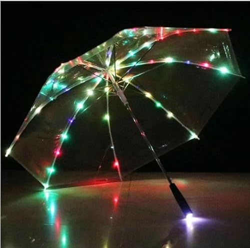 HEPYLAIFU durchsichtiger regenschirm LED transparente Regenschirme, Party-Geburtstags-Weihnachtsgeschenke Braut Hochzeitsschirme Durchsichtige (Color : C, Size : 23)