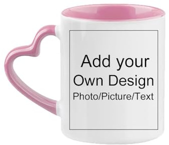 East-hai-buy Tasse Personnalisée avec Poignée en Forme De Cœur avec Photo et Texte Tasse À Café en Céramique De 12oz Tasse Personnalisée pour Couple Cadeau d'anniversaire Pink,350ML