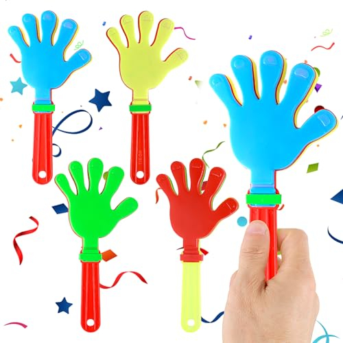 Thinp 4 Stück Handklöppel, Handklatscher Kunststoff klatschhand Hand Klöppel Krachmacher Farbe Sortiert Klöppel für Sportveranstaltungen, Flutsch Konzert Zubehör Geburtstag Gastgeschenke Partyzubehör