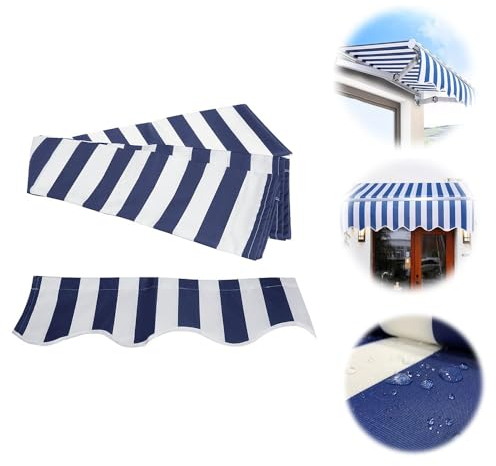 HCZION Markisenbespannung Wasserdicht 3m 4m 5m 6m Ersatzstoffe, Balkonmarkisen Stoff Draussen Sonnenschutz Ersatz Markisenstoff Für Balkon Deck Fenster(Size:13x11.5ft-4x3.5m)