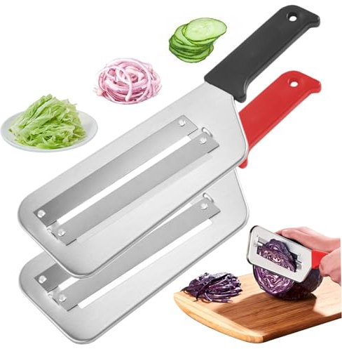 Kohlzerkleinerer, 2 Stück, Klinge aus rostfreiem Stahl, Kohlschneider, Zerkleinerer, rutschfester Kohlschneider, doppellagiger Kohl, zerkleinert für Gemüse und Obst, Schwarz und Rot, Gemüseschneider