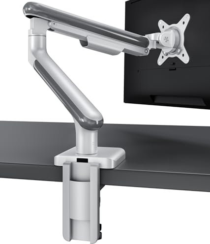 ﻿﻿﻿Desktronic Einzel Monitor Halterung, Bis zu 34 & 8kg, 360° Drehung, Höhenverstellbar, Robuste Bauweise, Einfache Montage, Für Große Bildschirme, Ergonomisch, Passend für alle VESA 75/100