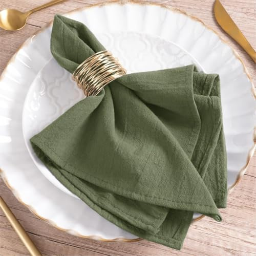 MLMW Olive Green Cloth Napkins Set of 8 Linen Dinner Cotton Napkins Cloth Bulk Washable 16×16 for Fall Wedding Party Baby Bridal Shower Birthday Table Decorations | 16×16,Set of 8 Cloth Napkins Bulk,Washable Dinner Napkins for Wedding Party Baby Bridal Shower Birthday Table Decor