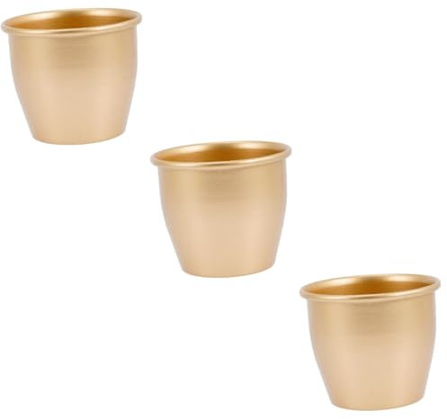 CIYODO 3st Blumentopf Pflanzenvase Drinnen Innenausstattung Für Damen Kleiner Pflanztopf Pflanzgefäß Für Zimmerpflanzen Anlage Pflanzentopf Behälter Für Blumenpflanzen Eisen Golden