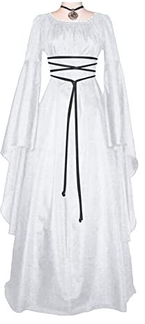 TYUIOP Leinenkleider Damen Sommer Mittelalterliches Ritterkostüm Zubehör Set Mit Mittelalterlichem Gürtel Retro-Kopftuch Steampunk-Schulterpanzer Armschützer Gürteltasche Schwert Für Halloween