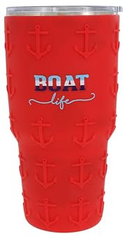 Pavilion Gift Company - Boat Life - 30 Oz Stainless Steel Silicone Wrapped Hot/Cold 6/12 Hr Travel Tumbler Mug Cup Lake Beach Waterfront Ocean Seaside Coastal Drinkware